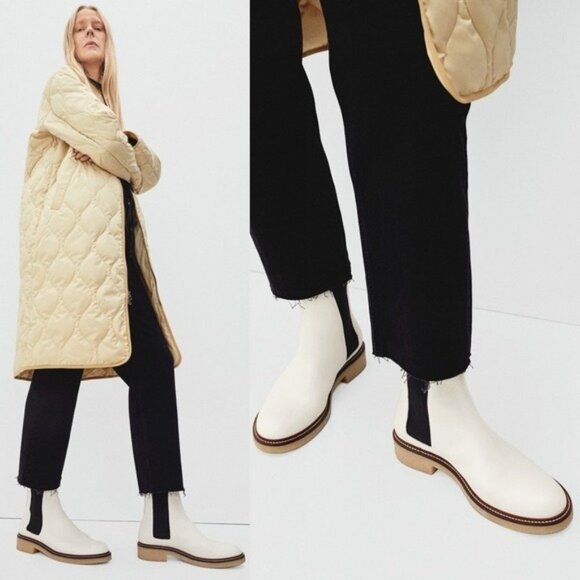 NEW Everlane The Chelsea Boot 9.5 Off White Nappa Leather Comfort Minimalist - Picture 1 of 11
